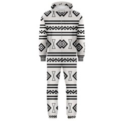 Black And White Aztec Hooded Jumpsuit (men)  by tmsartbazaar