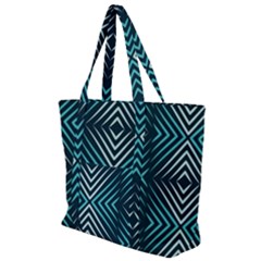 Blue Motif Design Zip Up Canvas Bag