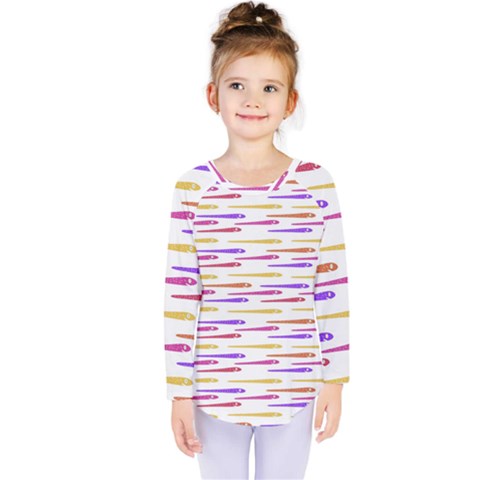 Cartoon Style Snake Drawing Motif Pattern Print Kids  Long Sleeve Tee by dflcprintsclothing