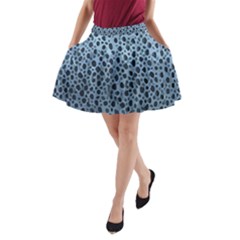 Blue Spotty Pattern A-line Pocket Skirt