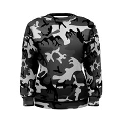 Army Winter Camo, Camouflage Pattern, Grey, Black Women s Sweatshirt by Casemiro