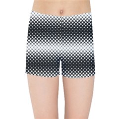 Geometrical Blocks, Rhombus Black And White Pattern Kids  Sports Shorts