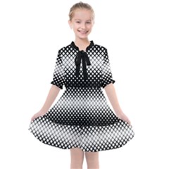 Geometrical Blocks, Rhombus Black And White Pattern Kids  All Frills Chiffon Dress by Casemiro