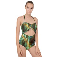 Abstract Illusion Scallop Top Cut Out Swimsuit