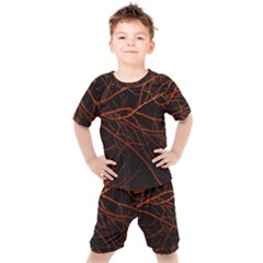 Dark Forest Scene Print Kids  Tee And Shorts Set by dflcprintsclothing