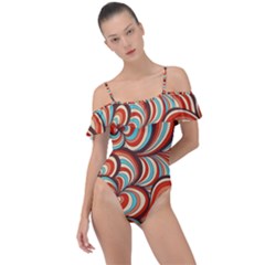 Psychedelic Swirls Frill Detail One Piece Swimsuit by Filthyphil