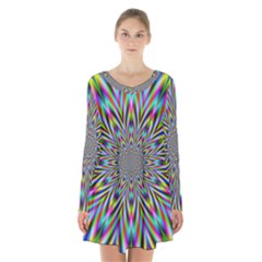 Psychedelic Wormhole Long Sleeve Velvet V-neck Dress by Filthyphil