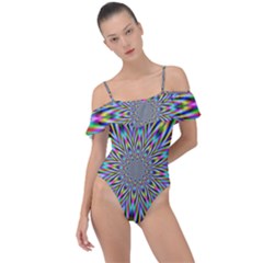 Psychedelic Wormhole Frill Detail One Piece Swimsuit by Filthyphil