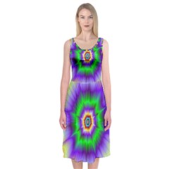 Psychedelic Trance Midi Sleeveless Dress by Filthyphil