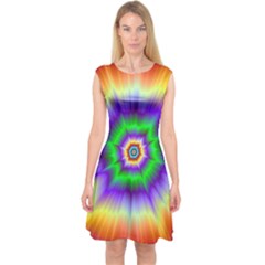 Psychedelic Explosion Capsleeve Midi Dress by Filthyphil