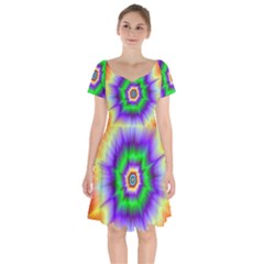 Psychedelic Trance Short Sleeve Bardot Dress by Filthyphil