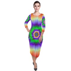 Psychedelic Trance Quarter Sleeve Midi Velour Bodycon Dress by Filthyphil