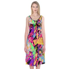 Psychedelic Geometry Midi Sleeveless Dress by Filthyphil