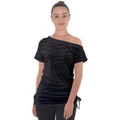 Black Crocodile Skin Tie-up Tee