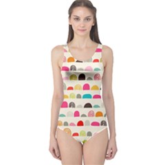 Scandinavian Folk Art Rainbow Road One Piece Swimsuit by andStretch