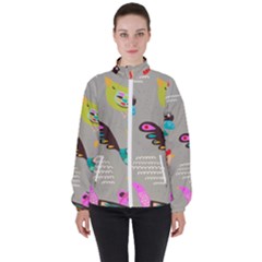 Scandinavian Birds Feather Weather Women s High Neck Windbreaker by andStretch