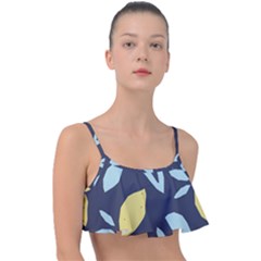 Laser Lemon Navy Frill Bikini Top by andStretch