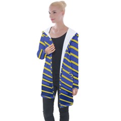 Yellow Blue Stripped Fish Longline Hooded Cardigan