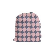 Retro Pink And Grey Pattern Drawstring Pouch (medium) by MooMoosMumma