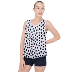  Black And White Seamless Cheetah Spots Bubble Hem Chiffon Tank Top by LoolyElzayat