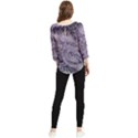 Flowers Branches Purple Chiffon Quarter Sleeve Blouse View2