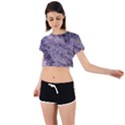 Flowers Branches Purple Tie Back Short Sleeve Crop Tee View1