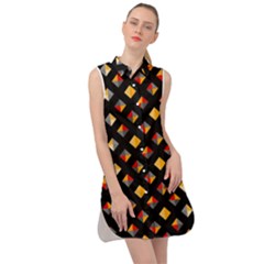 Geometric Diamond Tile Sleeveless Shirt Dress by tmsartbazaar