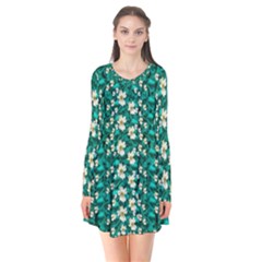 Cherry Blossom Forest Of Peace And Love Sakura Long Sleeve V-neck Flare Dress by pepitasart