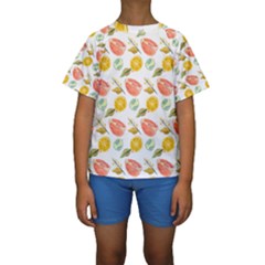 Citrus Gouache Pattern Kids  Short Sleeve Swimwear by EvgeniaEsenina