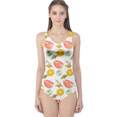 Citrus Gouache Pattern One Piece Swimsuit by EvgeniaEsenina