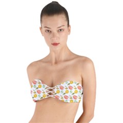 Citrus Gouache Pattern Twist Bandeau Bikini Top by EvgeniaEsenina