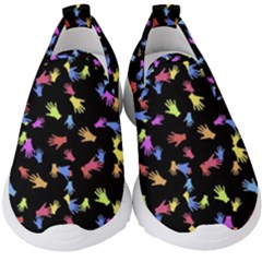 Multicolored Hands Silhouette Motif Design Kids  Slip On Sneakers by dflcprintsclothing