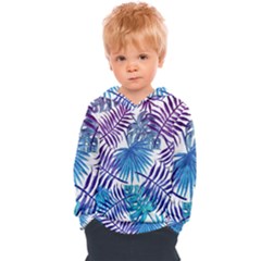 Blue Tropical Leaves Kids  Overhead Hoodie by goljakoff