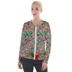 Pop Art - Spirals World 1 Velvet Zip Up Jacket by EDDArt