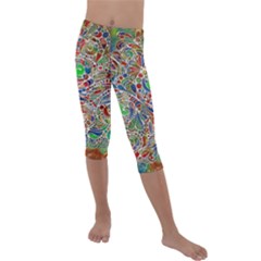 Pop Art - Spirals World 1 Kids  Lightweight Velour Capri Leggings 