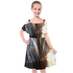 Geometry Diamond Kids  Cut Out Shoulders Chiffon Dress