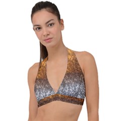 Glitter Gold Halter Plunge Bikini Top by Sparkle