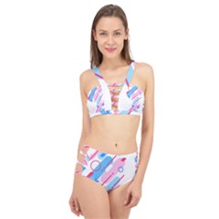 Abstract Geometric Pattern  Cage Up Bikini Set by brightlightarts