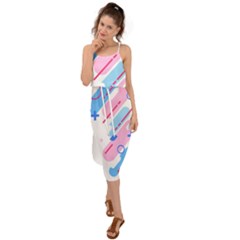 Abstract Geometric Pattern  Waist Tie Cover Up Chiffon Dress by brightlightarts