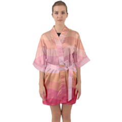 Pink Color Tints Pattern Half Sleeve Satin Kimono  by brightlightarts