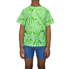 Electric Lime Kids  Short Sleeve Swimwear by Janetaudreywilson