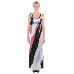 Abstract Space Pattern Design Thigh Split Maxi Dress by brightlightarts