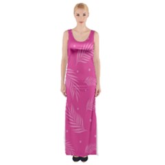 Abstract Summer Pink Pattern Thigh Split Maxi Dress by brightlightarts