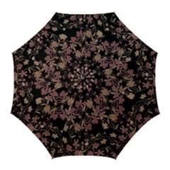 Dark Floral Ornate Print Golf Umbrellas by dflcprintsclothing