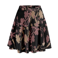 Dark Floral Ornate Print High Waist Skirt