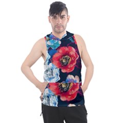 Flowers Pattern Men s Sleeveless Hoodie