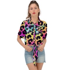 Animal Print Tie Front Shirt  by Sparkle
