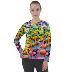 Rainbow Flamingos Women s Long Sleeve Raglan Tee