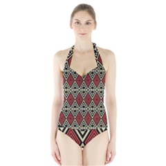 Motif Boho Style Geometric Halter Swimsuit by tmsartbazaar