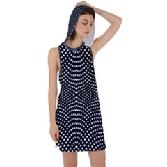 Black And White Geometric Kinetic Pattern Racer Back Hoodie Dress